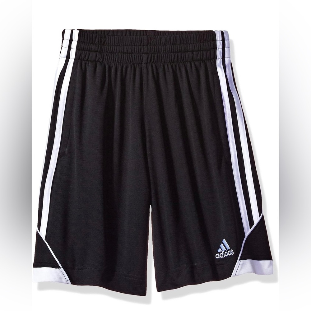 NWT Adidas Boys Mesh Athletic Shorts AH5266 Climalite Black White Kids Size 4